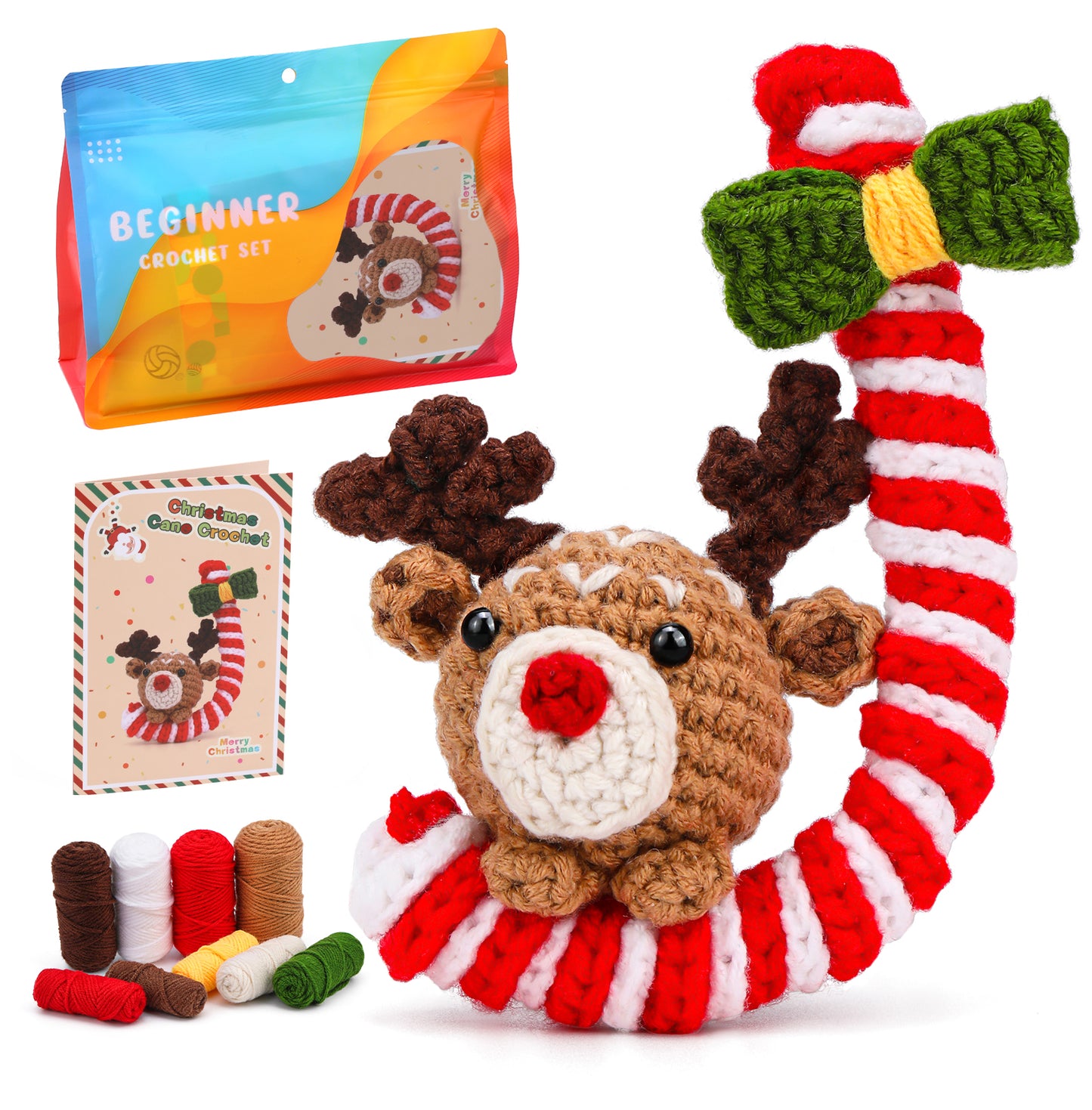Candy Cane Reindeer Crochet Kit